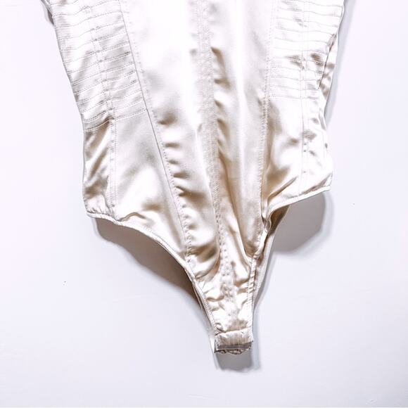 Zara Satin Effect Draped Bustier Bodysuit Size XS in Ivory NWT - Picture 9 of 16